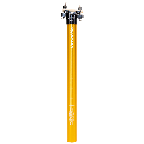 WOOdman Post SL PLUS is an aluminum seatpost. Size available at 27.2 30.9 31.6 and 34.9 seatpost, gold